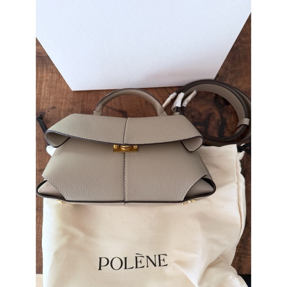 NWT Polene Mokki Mini EDITION TAUPE Gray Small Satchel Handbag Crossbody Purse - Picture 7 of 12
